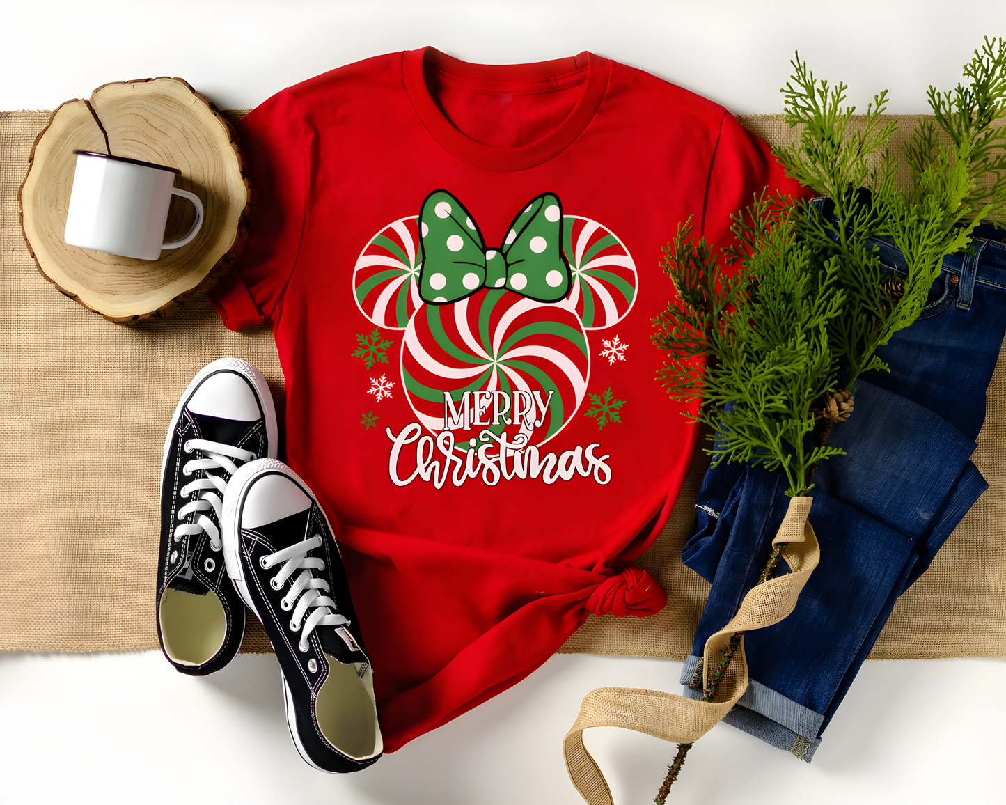 Minnie Peppermint Swirl Christmas Tee Shirt, Disney Christmas Shirt, Vacation Shirt, Christmas Tee, Candy Cane Shirt
