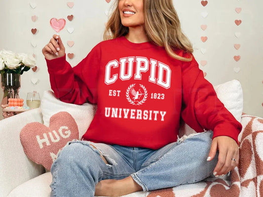 Cupid University Sweatshirt, Cute Valentine's Day Shirt, Funny College Sweatshirt, Love Crewneck Sweatshirt, Cupid Sweater