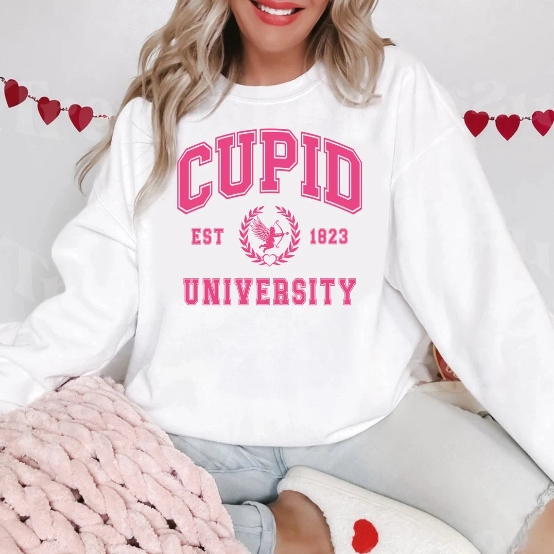 Cupid University Sweatshirt, Cute Valentine's Day Shirt, Funny College Sweatshirt, Love Crewneck Sweatshirt, Cupid Sweater
