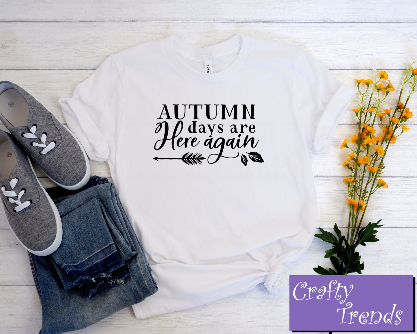 Autumn Days Are Here Again, Womens, Ladies, Shirt, Bella Canvas, Fall Collection, Fall Leaf