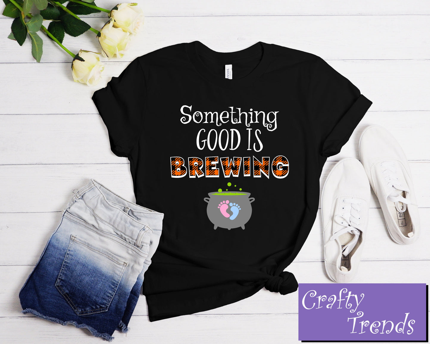 Something Good Is Brewing Shirt - Halloween Pregnancy Announcement Shirt - Halloween Maternity Tee - Cute Pregnancy Baby Announcement