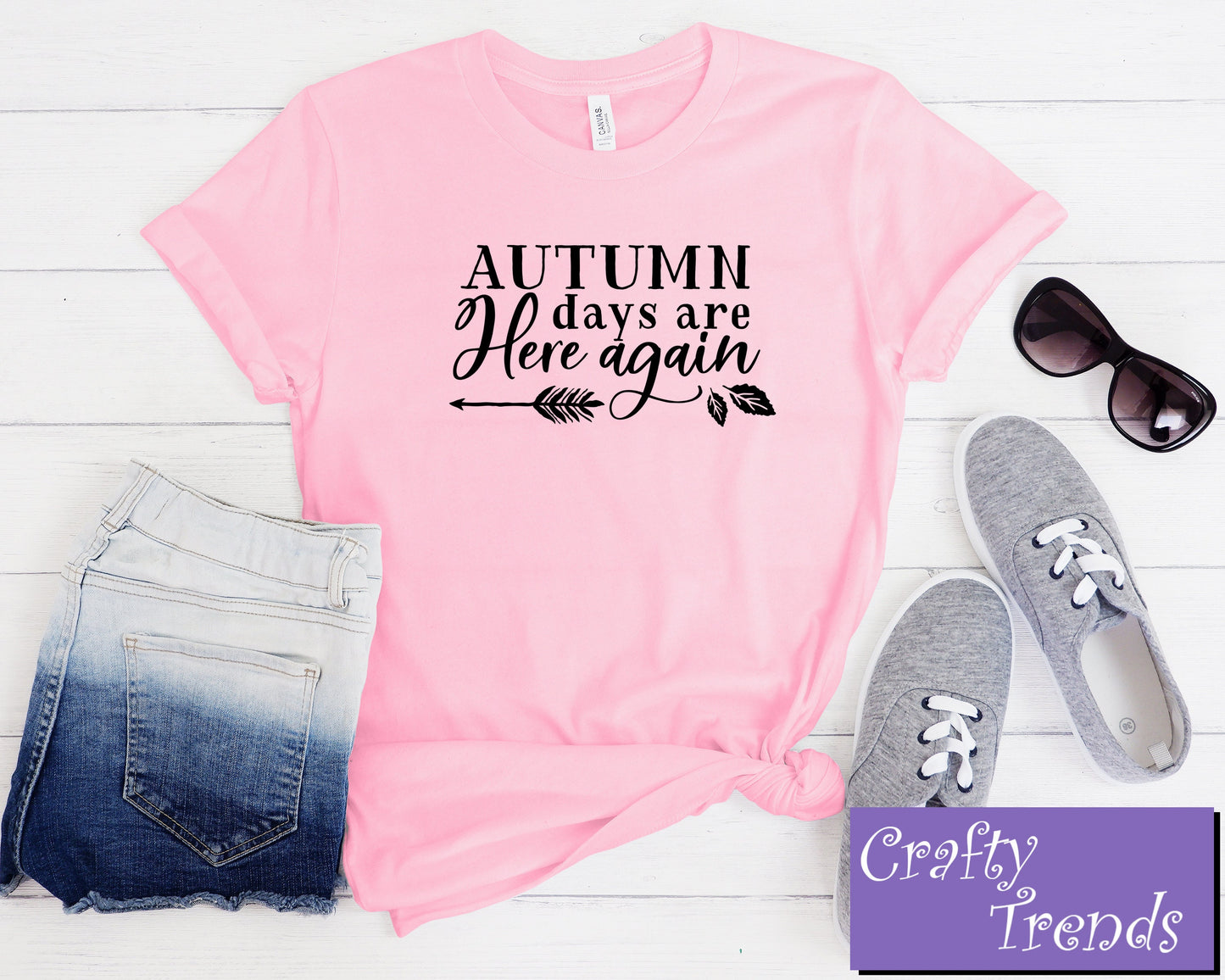 Autumn Days Are Here Again, Womens, Ladies, Shirt, Bella Canvas, Fall Collection, Fall Leaf