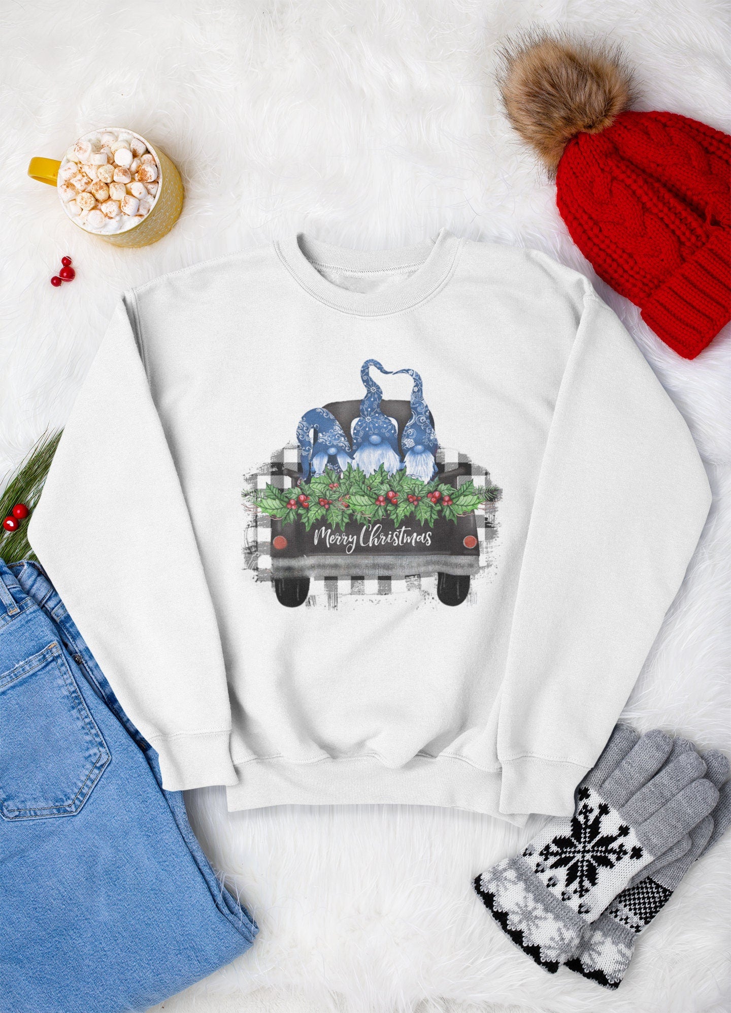 Merry Christmas Gnomes Sweatshirt, Christmas Sweatshirt, Gnome Sweatshirt, Gnome Christmas Sweatshirt, Christmas Graphic Sweatshirt