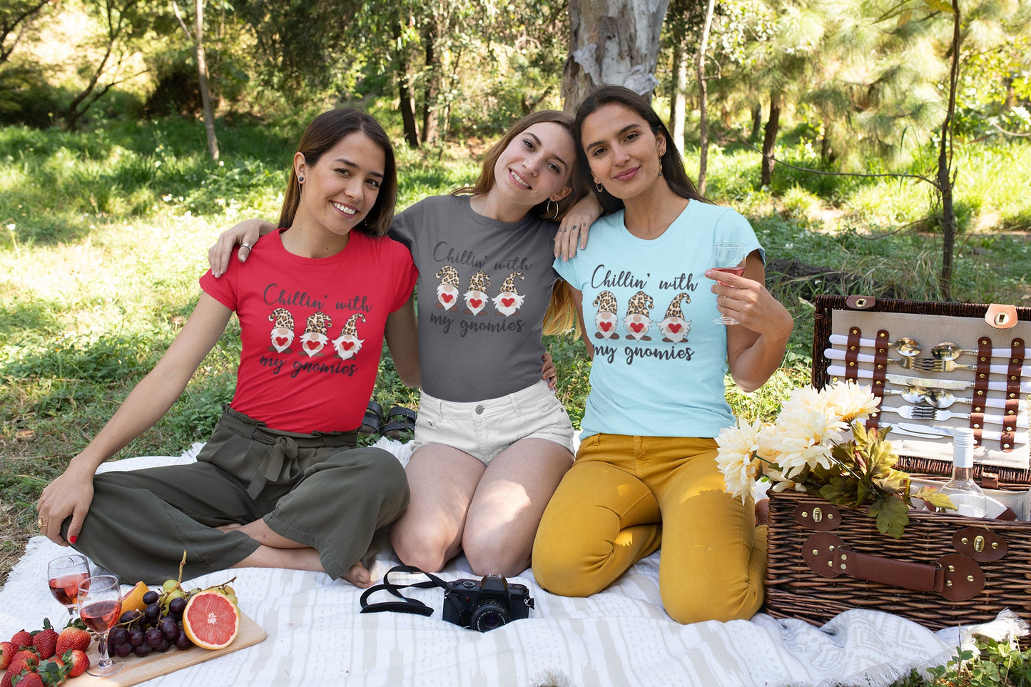Chillin With My Gnomies, Three Gnomes Shirt, Gnome Valentines Shirt, Valentine's Day Shirt, Gift for Her, Funny Valentines Gnome Tee