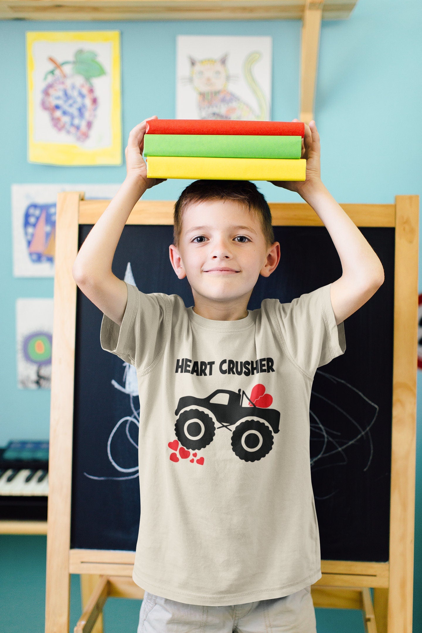 Heart Crusher Shirt, Monster Truck Shirt, Shirt for Boys, Back to School Shirt, Youth Boys Shirt, Pre-K Shirt