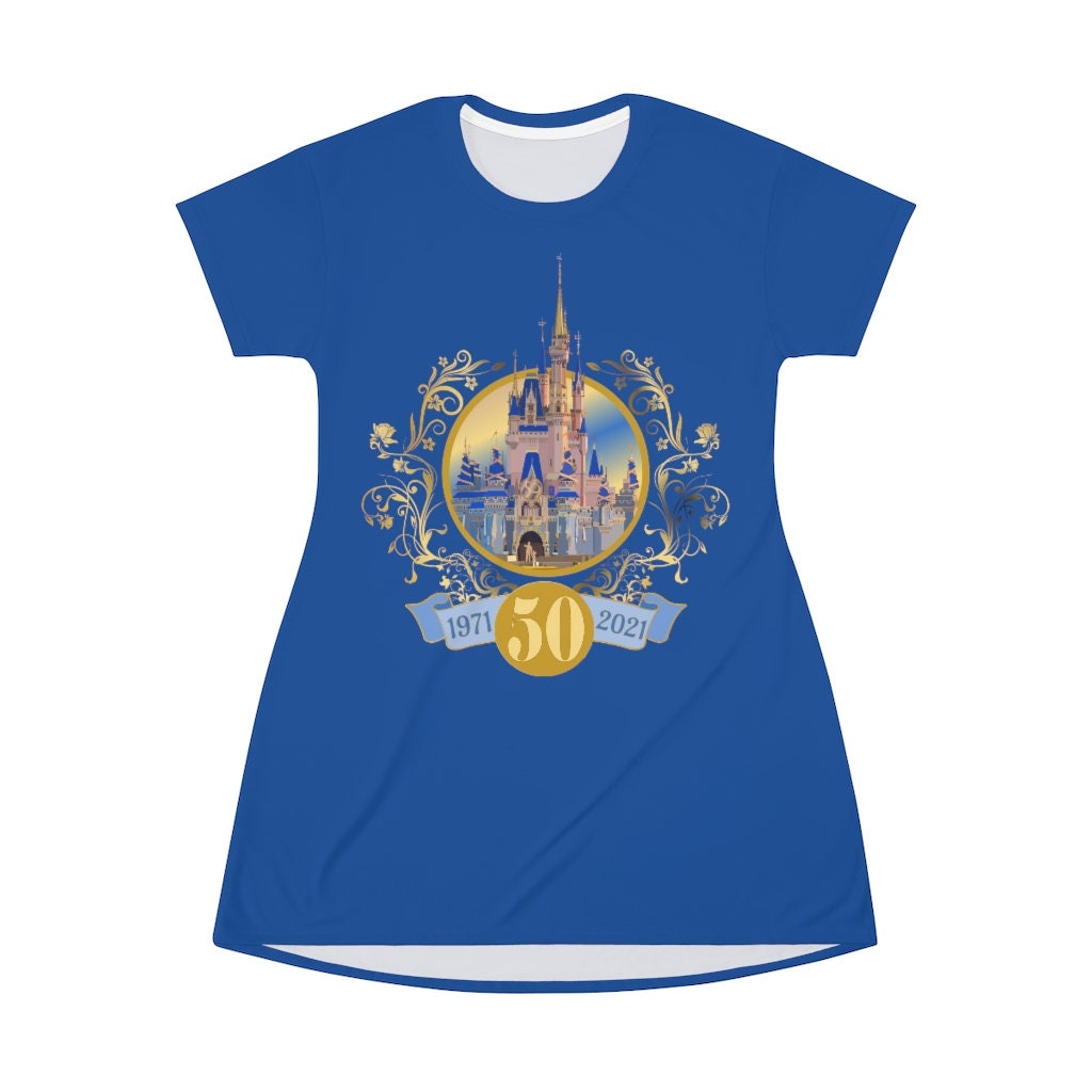 Castle 50 Anniversary T-Shirt Dress, Disney 50 Years, 1971- 2021 Dress, Cinderella Castle T-shirt Dress, Magical Celebration Dress