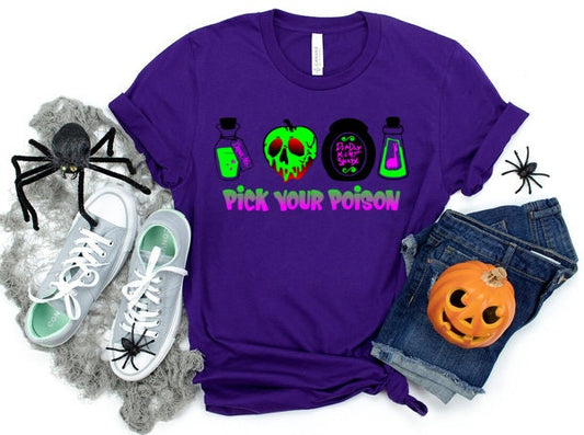 Pick Your Poison Shirt, Cute Villains Shirts, Halloween Witches, Cute Halloween Shirts, Hocus Pocus Shirts, Spooky Halloween Shirts