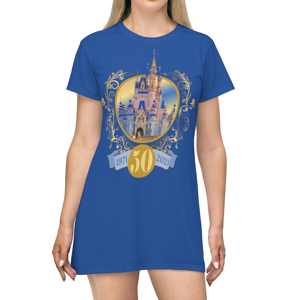 Castle 50 Anniversary T-Shirt Dress, Disney 50 Years, 1971- 2021 Dress, Cinderella Castle T-shirt Dress, Magical Celebration Dress
