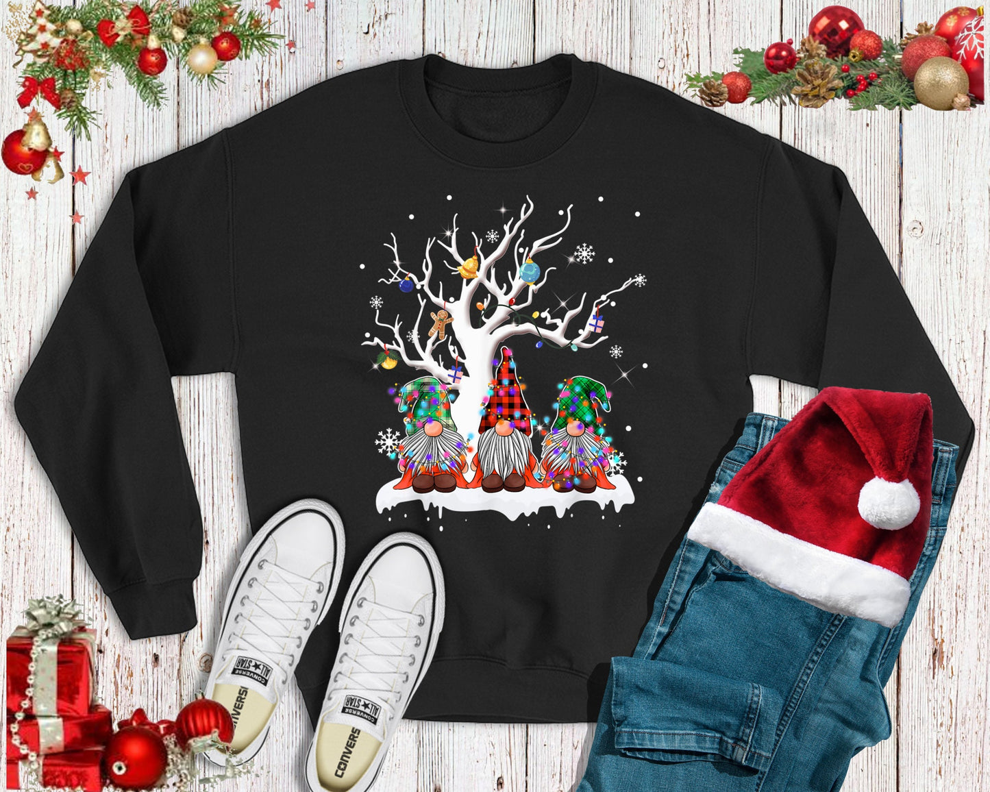 Christmas Gnomes Sweatshirt, Christmas Gnomes Tree Sweatshirt, Holiday Sweatshirt, Christmas Sweatshirt, Winter Sweatshirt, Women's Sweater