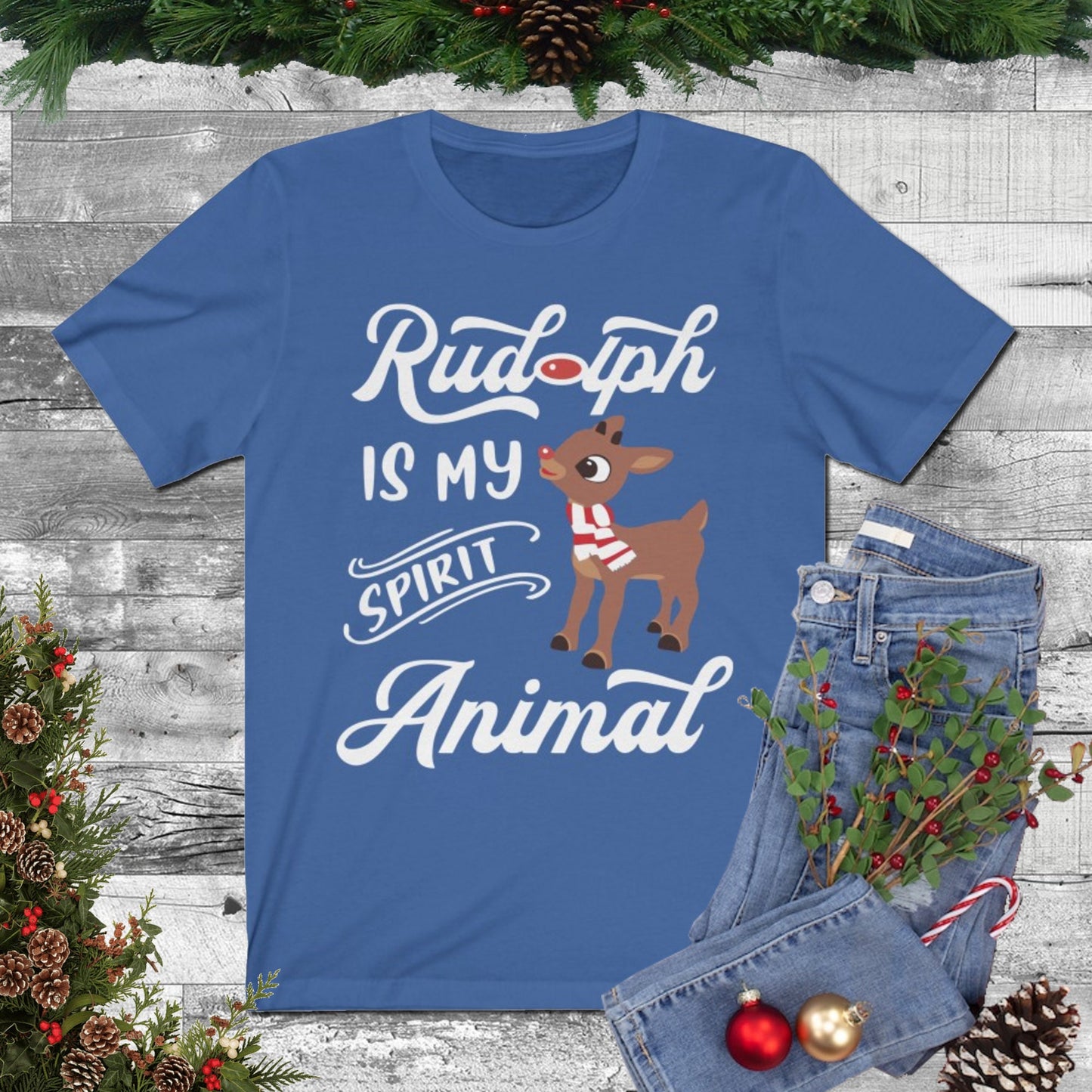 Rudolph Is My Spirit Animal Tee Shirt, Christmas Shirt, Vacation Shirt, Christmas Tee, Funny Christmas Shirt, Pajama Shirt