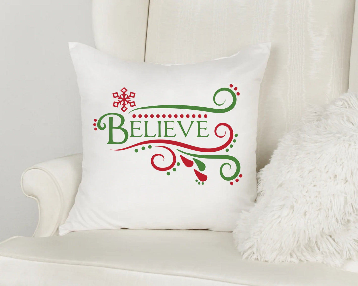 Believe Decor Pillow, Christmas Pillow, Decorative Pillow, Holiday Pillow, Christmas Decor, Holiday Decor, Merry Christmas