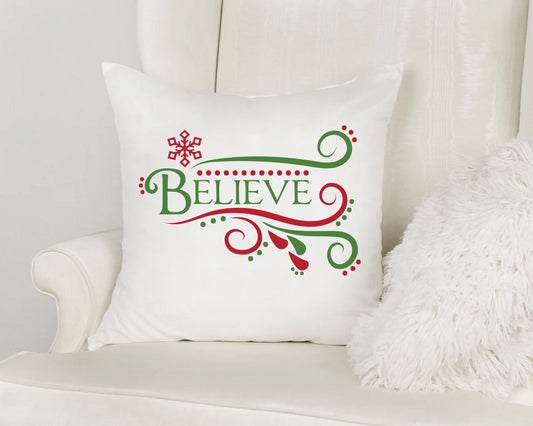Believe Decor Pillow, Christmas Pillow, Decorative Pillow, Holiday Pillow, Christmas Decor, Holiday Decor, Merry Christmas
