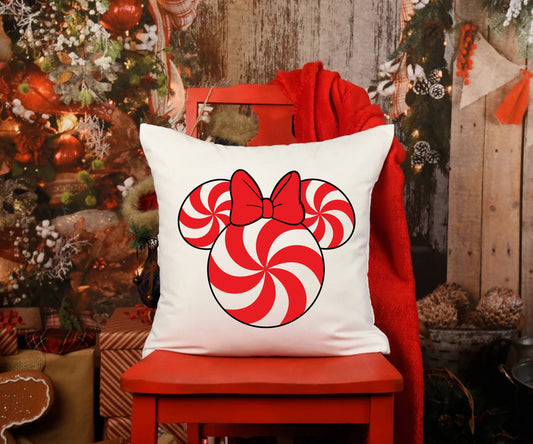 Peppermint Minnie, Merry Christmas, Disney Christmas, MVMCP, Christmas Gifts, Disney Gifts, Disney Pillow-Home Decor-Disney Decor