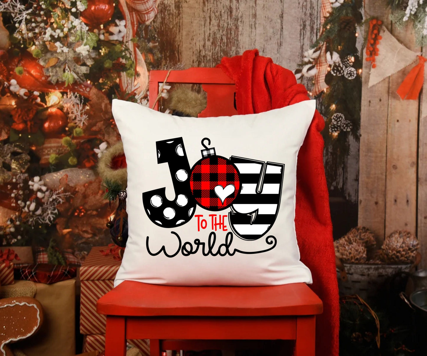 Joy To The World Decorative Pillow, Christmas Pillow, Decorative Pillow, Christmas Pillow, Holiday Pillow, Christmas Decor, Holiday Decor