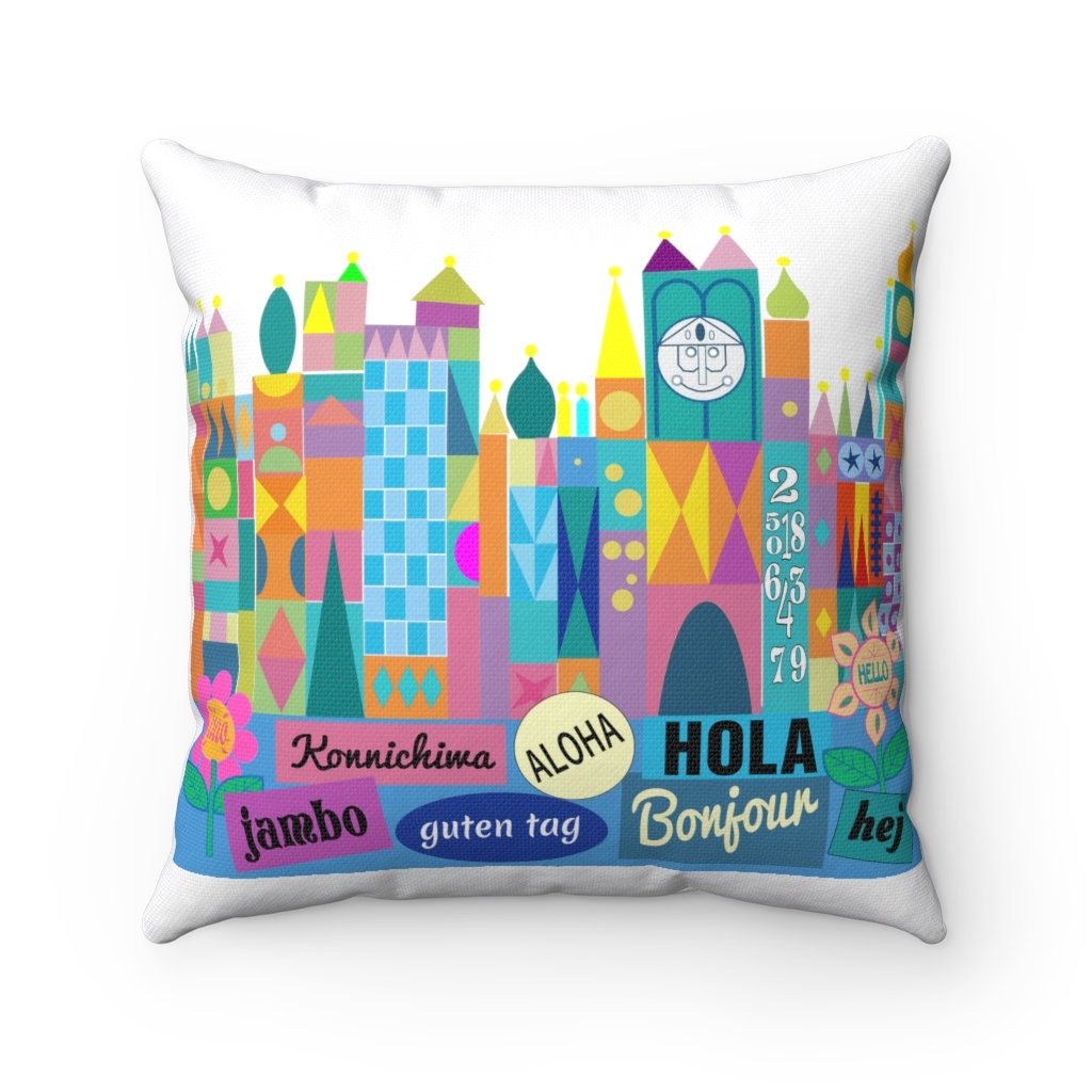 Disney Small World Inspired Pillow, Disney Decorative Pillow, Disney Throw Pillow, Disney Decor Pillow, Housewarming Gift, Disney Gift