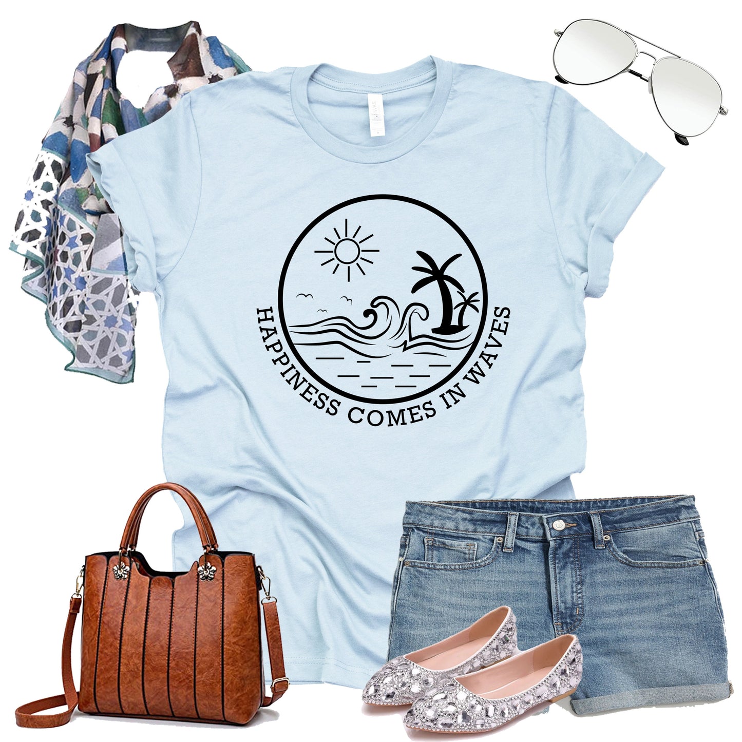 Happiness Comes In Waves Shirt, Ocean Shirt, Summer Vacation Tee, Summer Trip Shirt, Beach Vibes Shirt, Surf Lover Shirt, Beach Lover Shirt