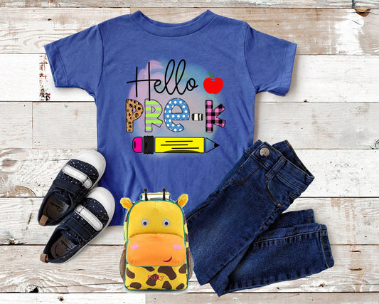 Hello Pre-K Shirt, Pre-Kindergarten Shirt, Pre-Kindergarten Students Shirt, First Day of School Shirt, Back to School Shirt, Pre-K Shirt