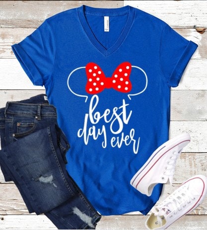 Best Day Ever V-Neck Shirt, Minnie Mouse Ears V-Neck Shirt, Disney Trip V-Neck Shirt, Vacation V-Neck Shirt, Theme Park Shirt, Women's Shirt