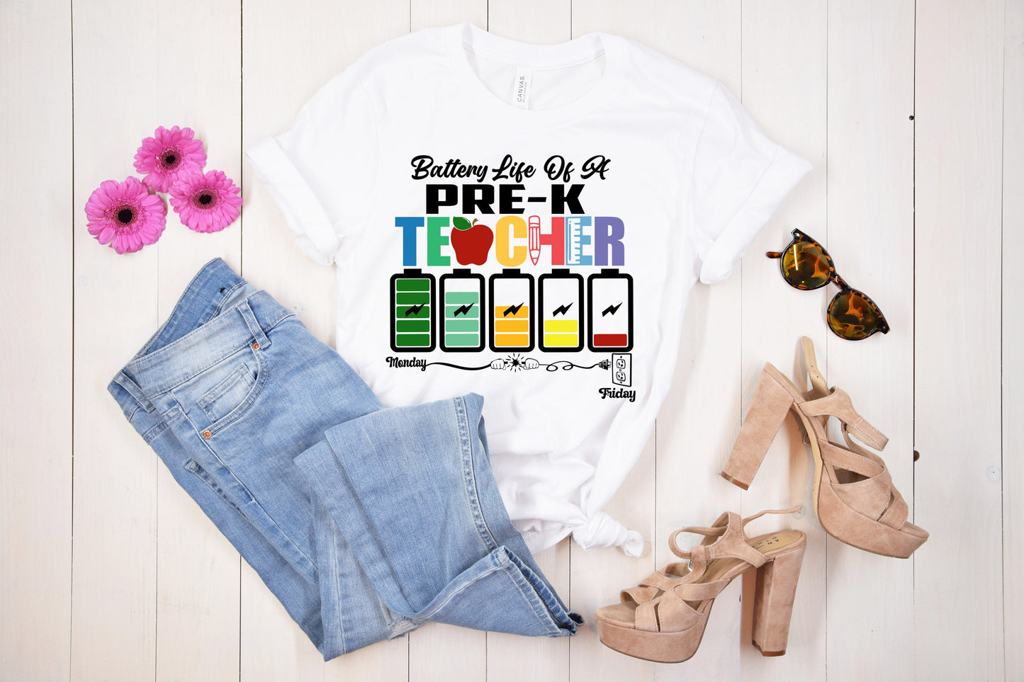 Battery Life of a Pre-K Teacher Shirt, Back to School Pre-K Shirt, Teacher Life Shirt, Funny Teacher Shirt, Teacher Appreciation Shirt