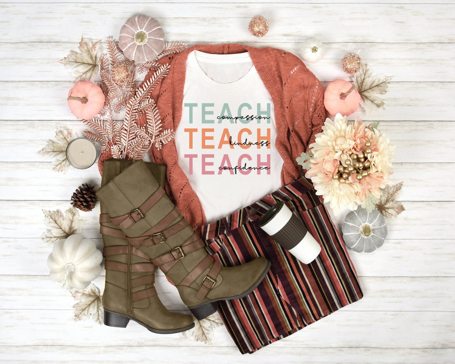 Teach Compassion Kindness Confidence Shirt, Teacher Shirt, Back to School Shirt, Teach Love Inspire Shirt, Inspirational Teacher Shirt