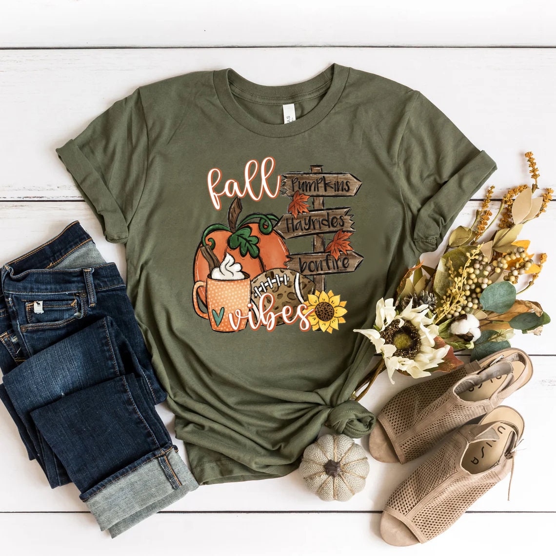 Fall Vibes Shirt, Pumpkin Shirt, Cute Fall Shirt,  Fall Shirt, Football Shirt, Fall Outfit, Thanksgiving Shirt, Women's Fall Shirts