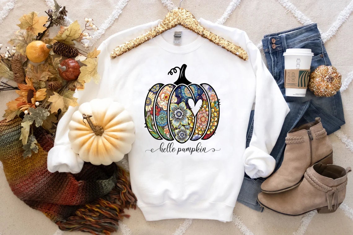 Hello Pumpkin Sweatshirt, Fall Love Sweatshirt, Pumpkin Sweatshirt, Fall Season Sweatshirt, Fall Vibes Sweatshirt, Thanksgiving Sweatshirt