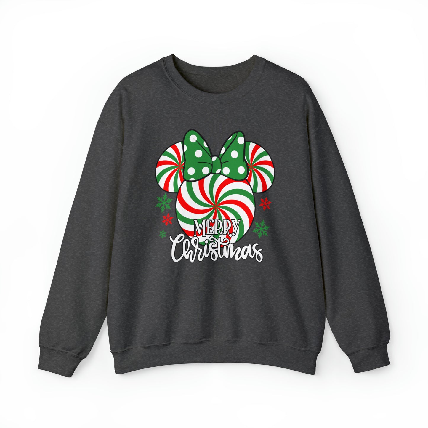 MD - Minnie Peppermint Swirl Christmas Sweatshirt, Peppermint Family Sweatshirt, Christmas Gift Sweatshirt, Christmas Minnie Sweatshirt