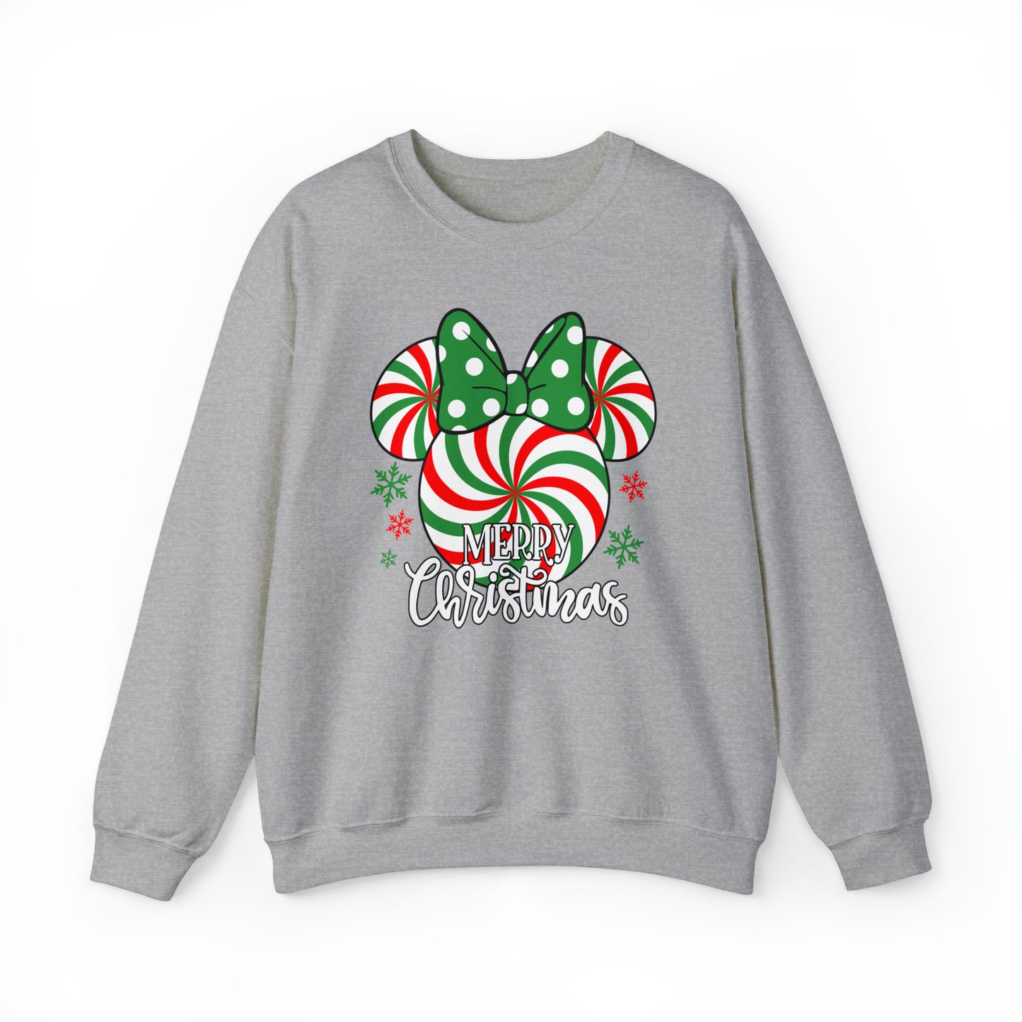 MD - Minnie Peppermint Swirl Christmas Sweatshirt, Peppermint Family Sweatshirt, Christmas Gift Sweatshirt, Christmas Minnie Sweatshirt