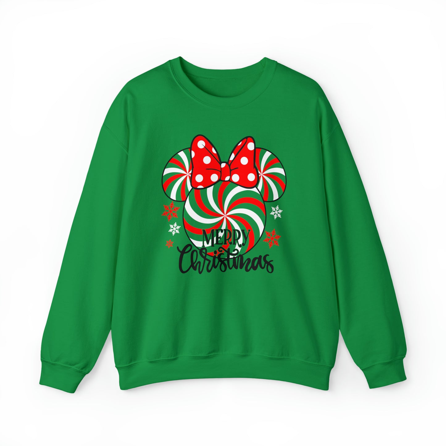 MD - Minnie Peppermint Swirl Christmas Sweatshirt, Peppermint Family Sweatshirt, Christmas Gift Sweatshirt, Christmas Minnie Sweatshirt