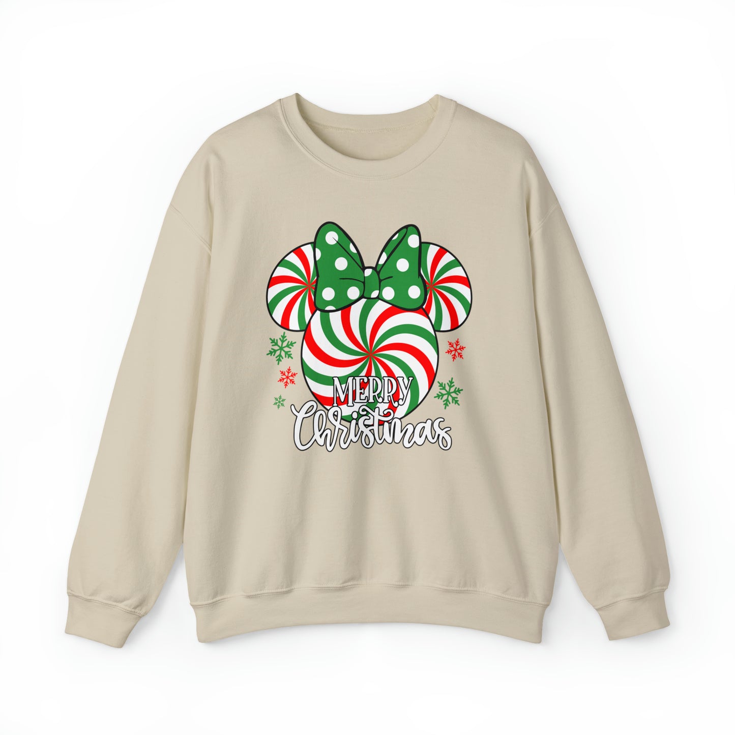 MD - Minnie Peppermint Swirl Christmas Sweatshirt, Peppermint Family Sweatshirt, Christmas Gift Sweatshirt, Christmas Minnie Sweatshirt