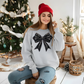 Black Bow Coquette Christmas Sweatshirt, Christmas Bow Shirt, Coquette Tee, Holiday Party Shirt, Trendy Christmas Shirt, Merry Christmas