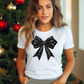 Black Bow Coquette Christmas Sweatshirt, Christmas Bow Shirt, Coquette Tee, Holiday Party Shirt, Trendy Christmas Shirt, Merry Christmas