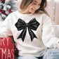 Black Bow Coquette Christmas Sweatshirt, Christmas Bow Shirt, Coquette Tee, Holiday Party Shirt, Trendy Christmas Shirt, Merry Christmas