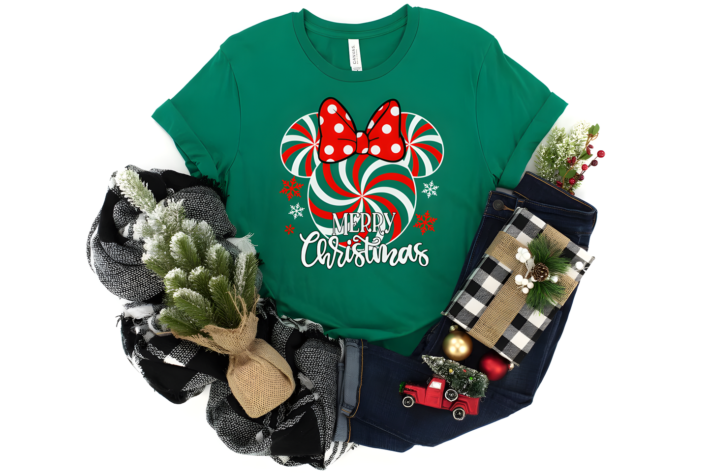 Minnie Peppermint Swirl Christmas Tee Shirt, Disney Christmas Shirt, Vacation Shirt, Christmas Tee,  Candy Cane Shirt