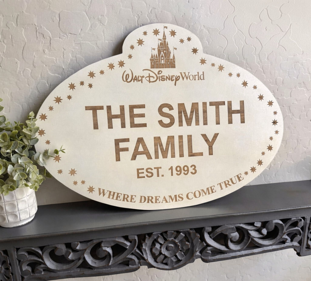 Family Name Wall Sign, Disney Name Tag Wall Decor, Personalized Family Decor, Customized Gifts