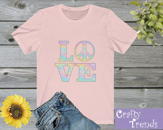 Love and Peace Symbol - Unisex Jersey Short Sleeve Tee, Pastel Love,Pastel Peace,Girls T-Shirt,Womens Shirt,Gift for Women,Gift for GIrls