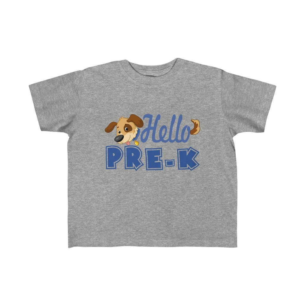 Hello Pre-K Back to School Shirt First Day of School Toddler Boys and Girls White Red Heather Navy Black Pre-K
