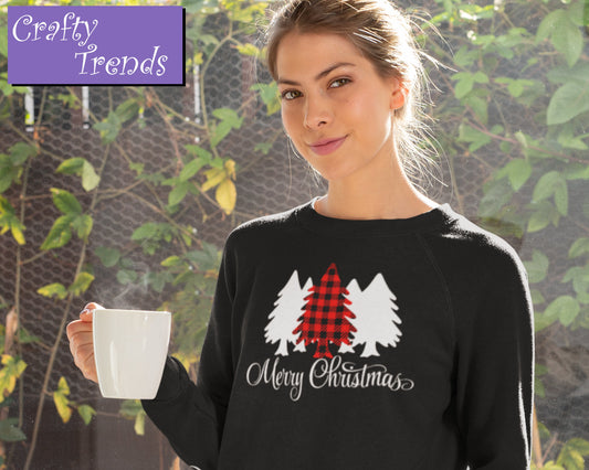 Merry Christmas Sweatshirt, Christmas Trees Shirt,Christmas Plaid Tree Shirt,Merry Christmas Shirt