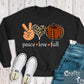 Peace Love Fall Sweatshirt, Fall Peace Shirt,Cute Fall Shirt,Thanksgiving Shirt,Fall Sweatshirts,fall leaf Shirt,pumpkin shirt, fall leaves