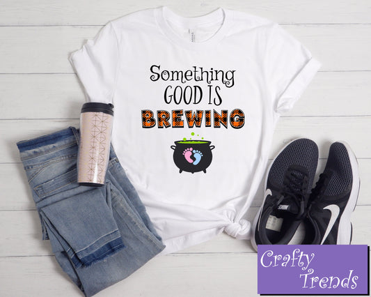 Something Good Is Brewing Shirt - Halloween Pregnancy Announcement Shirt - Halloween Maternity Tee - Cute Pregnancy Baby Announcement