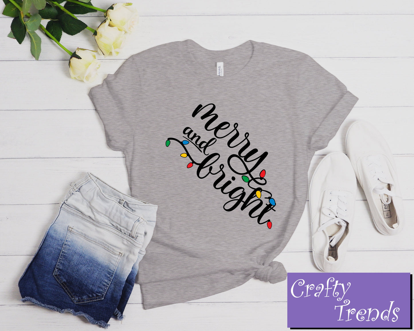 Merry and Bright Christmas Shirt, Cute Holiday Tee