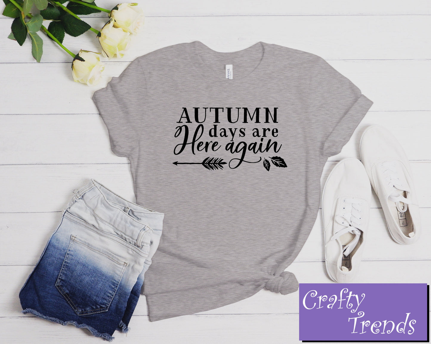 Autumn Days Are Here Again, Womens, Ladies, Shirt, Bella Canvas, Fall Collection, Fall Leaf