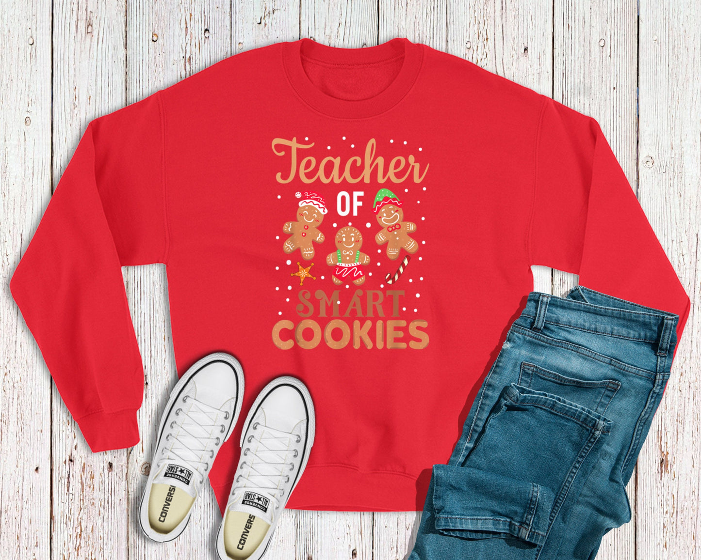 Teacher of Smart Cookies Shirt, Teacher Sweatshirt, Christmas Shirt, Holiday Sweatshirt