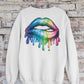 Dripping Lips Multi-Color, Girls Rocker Shirt, Women Party Shirt, Biting Lips