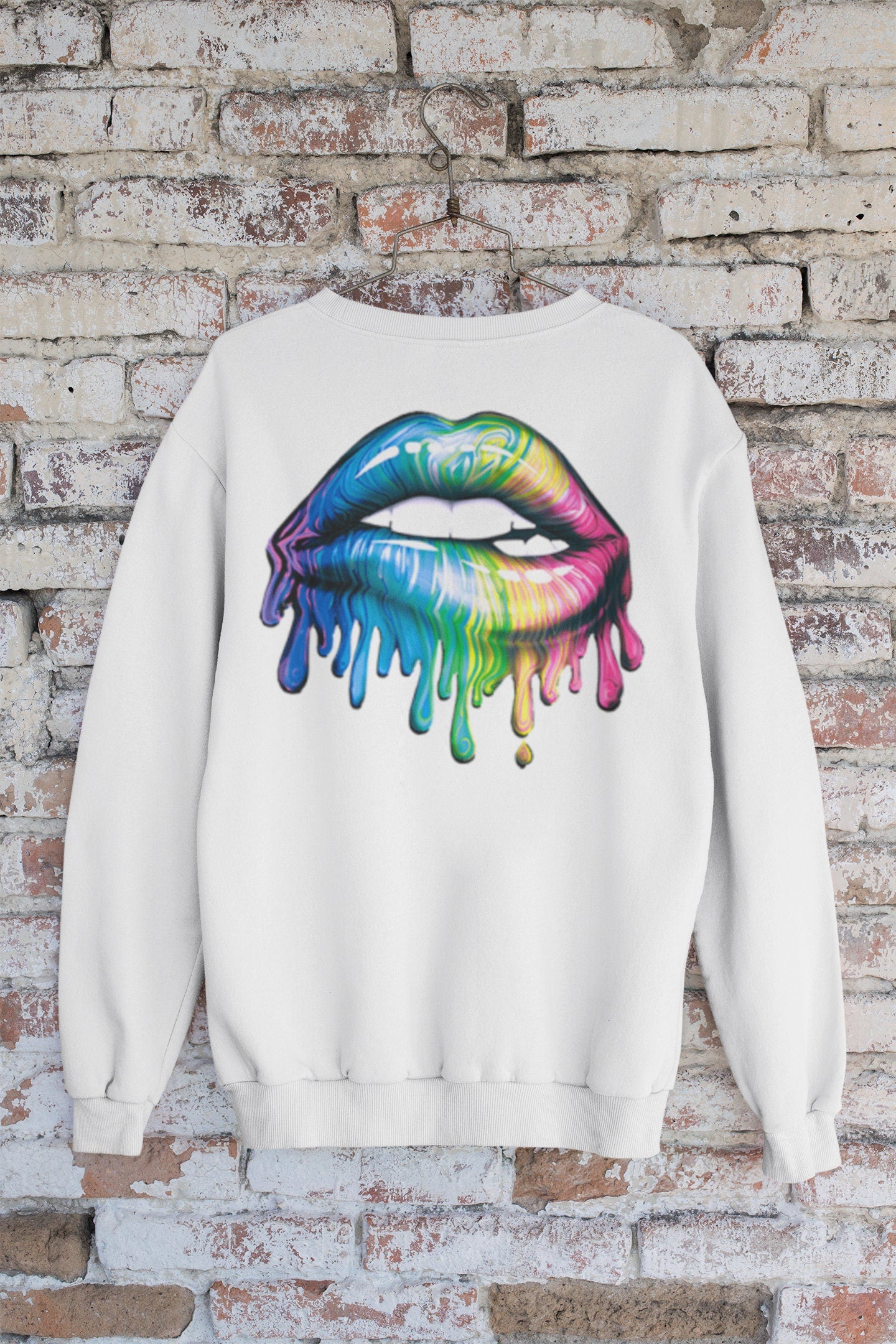 Dripping Lips Multi-Color, Girls Rocker Shirt, Women Party Shirt, Biting Lips