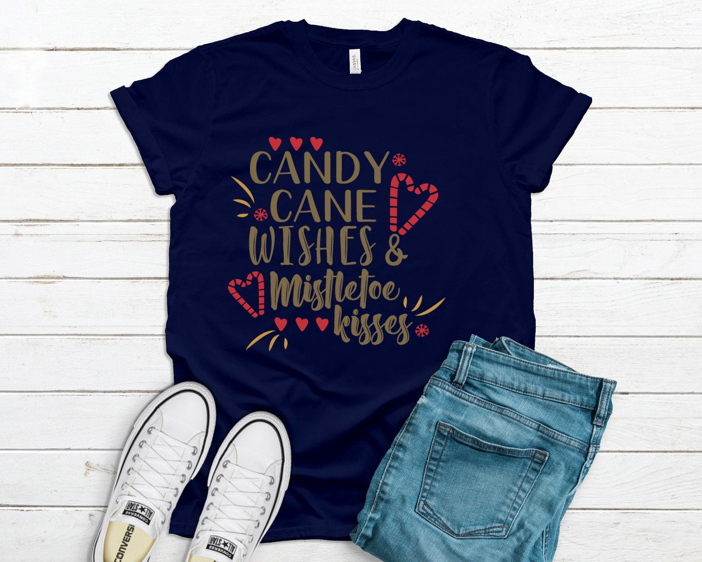 Candy Cane Wishes & Mistletoe Kisses Sweatshirt,  Christmas Tee, Mistletoe, Holiday Sweatshirt, Holiday Tee, Christmas Sweatshirt