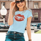 Lips Kiss Shirt, Red Kissing Lipstick Shirt, Red Lips Shirt, Red Lip Kiss Shirt, Women's Tee, Gift for Her, Trendy Shirt