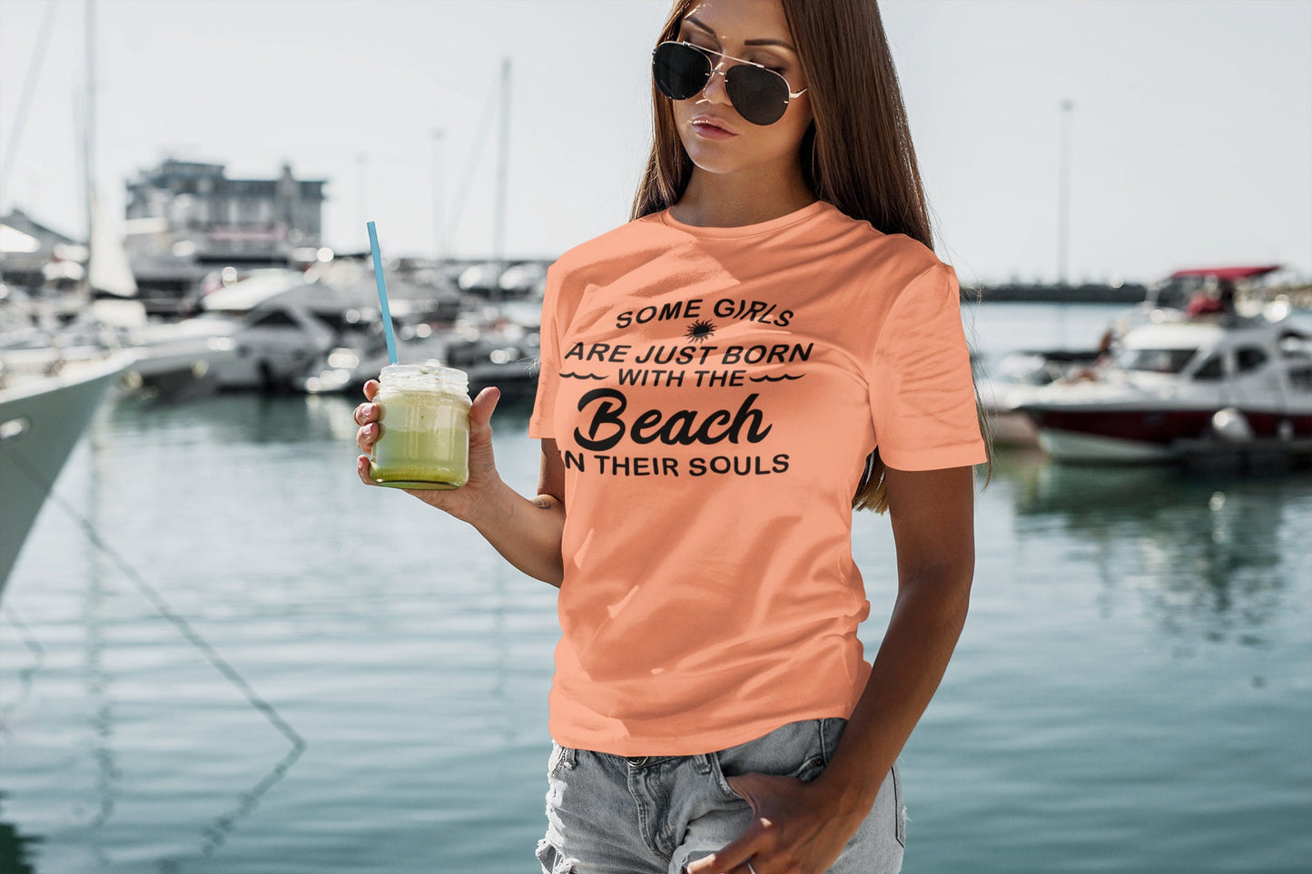 Some Girls Are Just Born With The Beach In Their Souls Tee, Summer Tee, Beach Shirt, Beach Lover Shirt, Ocean Lover Shirt, Women Shirt