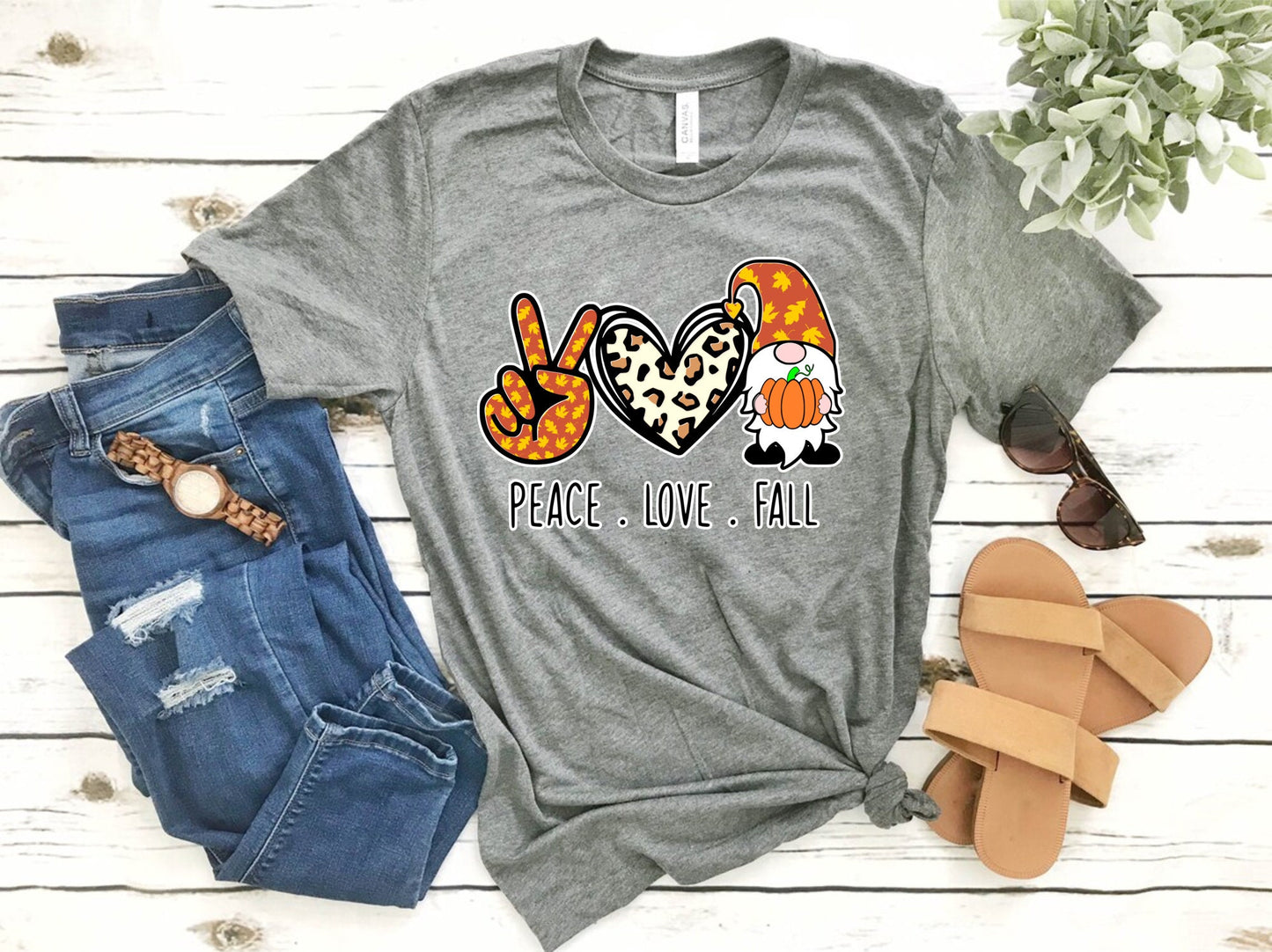 Peace Love Fall Gnome Shirt, Fall Gnome Shirt, Fall Shirts, Cute Fall Shirt, Gnome Shirt, Autumn Shirt, Pumpkin Shirt, Women's Shirts