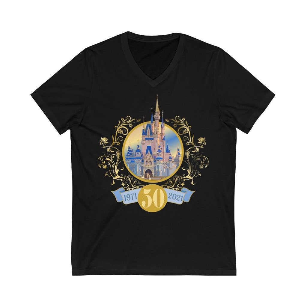 Castle 50th Anniversary V Neck Shirts, Disney 50 Years, 1971 to 2021 Shirts, Cinderella Castle Shirts, Magical Celebration Family Shirt